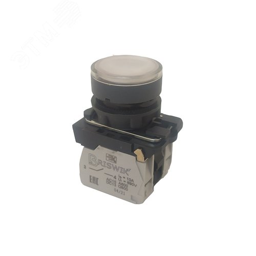 Изображение товара Выключатель кнопочный КМЕ 4622м -Л 24В белый 2но+2нз Цилиндр IP65 с Инд aB-EB-5Ai-3843 (шт)