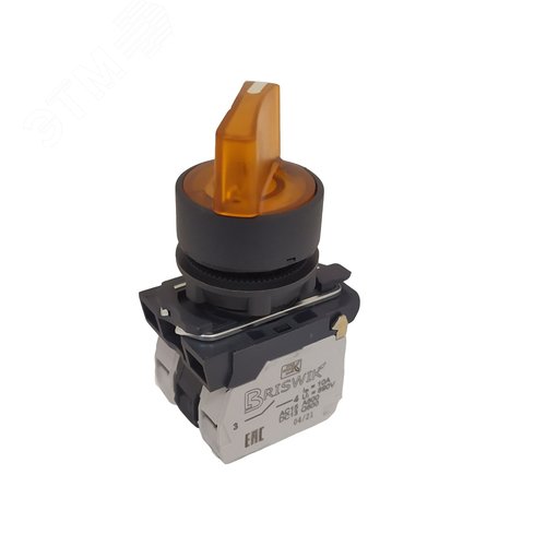 Изображение товара Переключатель КПЕ 1611 -РЛ 220В желтый 1но+1нз Ручка с фикс 2-поз с Инд (шт)