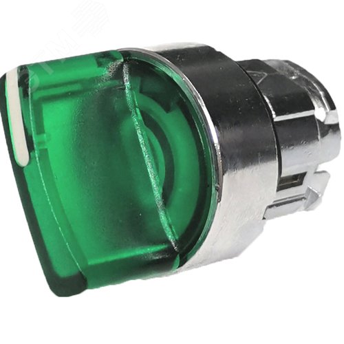 Изображение товара Головка переключателя 22мм 2 поз подсветка фиксация металл КПЕ 11РЛС зел IP40 LAY4-BK23.BR (шт)