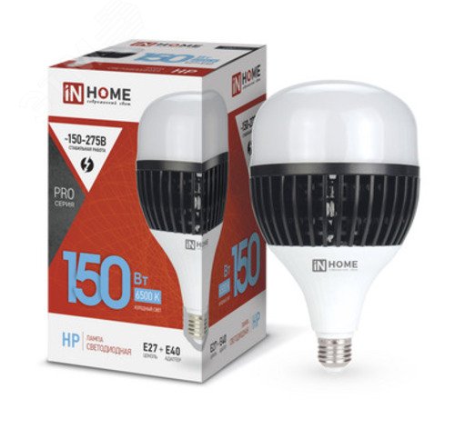 Изображение товара Лампа светодиодная LED-HP-PRO 150Вт 230В E27 с адаптером Е40 6500К 14250Лм IN HOME (шт)