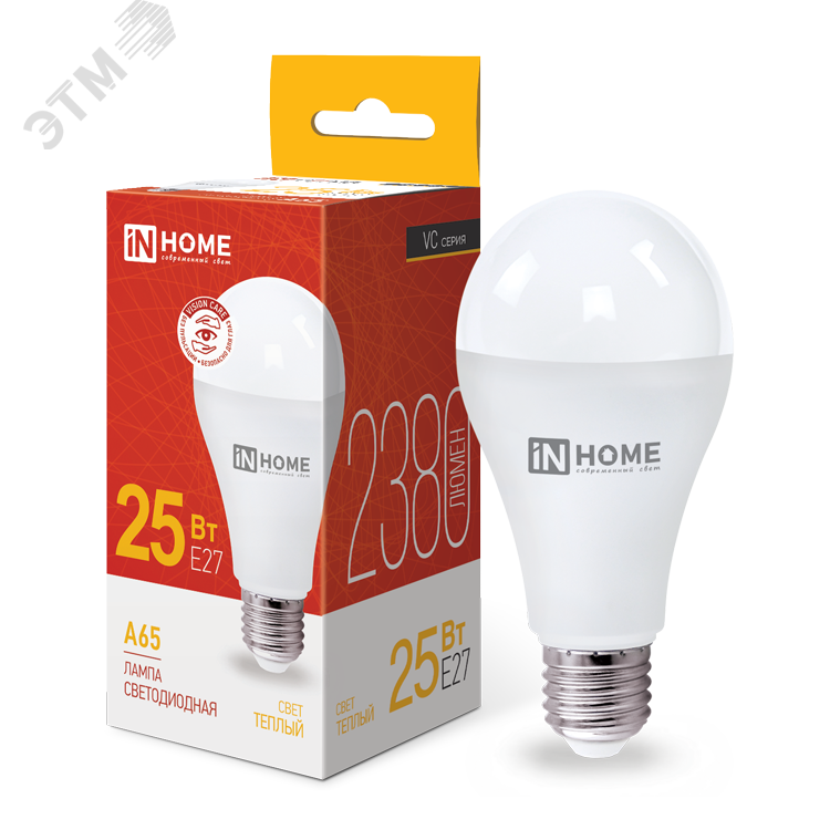 Изображение товара Лампа светодиодная LED-A65-VC 25Вт 230В Е27 3000К 2380Лм IN HOME (шт)