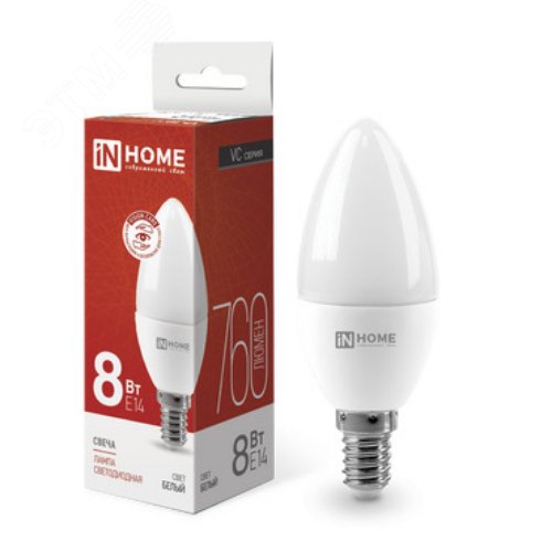 Изображение товара Лампа светодиодная LED-СВЕЧА-VC 8Вт 230В Е14 4000К 760Лм IN HOME (шт) Изображение товара Лампа светодиодная LED-СВЕЧА-VC 8Вт 230В Е14 4000К 760Лм IN HOME (шт)
