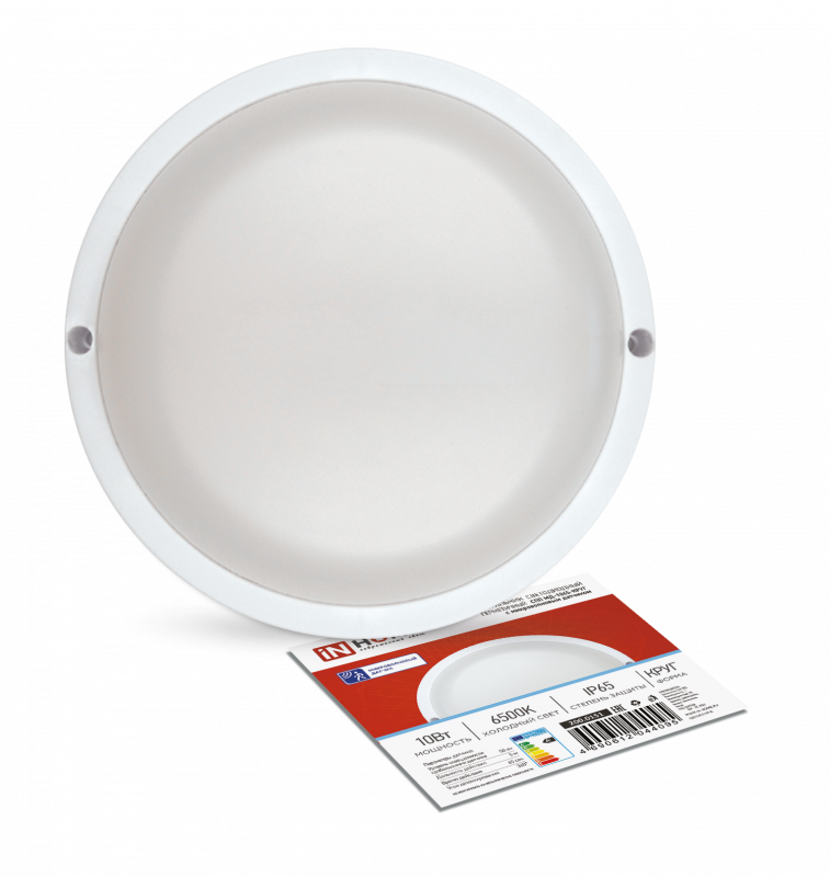 Светильник светодиодный герметичный СПП МД-1065-КРУГ 10 Вт 6500К 900 Лм с микроволновым датчиком IP65 140мм IN HOME