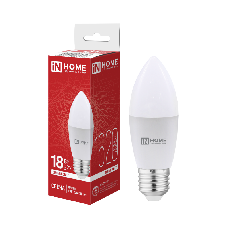 Лампа светодиодная LED-СВЕЧА-VC 18Вт 230В E27 4000K 1620Лм IN HOME