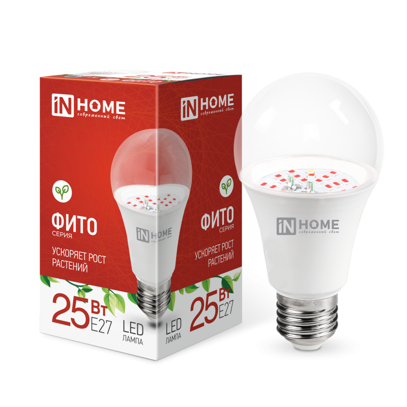 Лампа светодиодная LEDA65ФИТО 25Вт 230В Е27