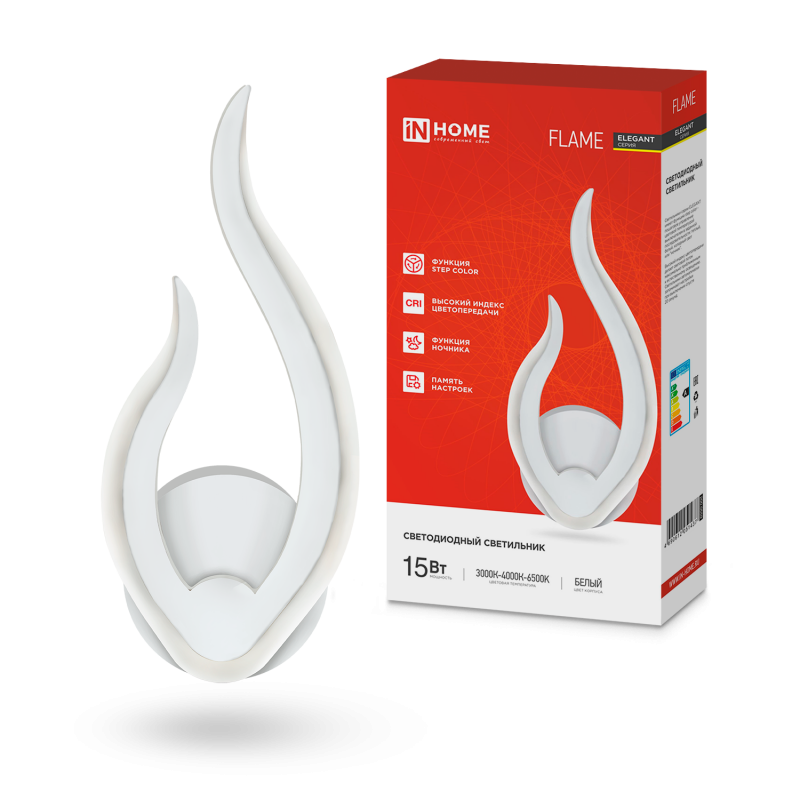 Светильник светодиодный ELEGANT FLAME 15Вт 230В 3000-6500K 1200Лм STEP COLOR белый IN HOME