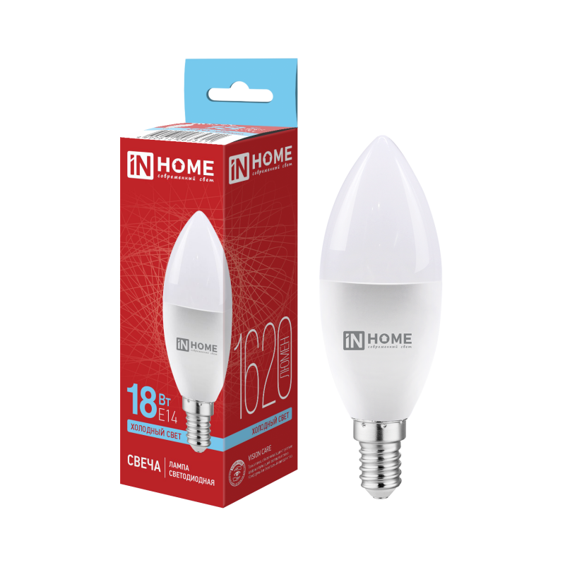 Лампа светодиодная LED-СВЕЧА-VC 18Вт 230В E14 6500K 1620Лм IN HOME
