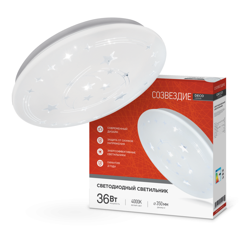 Светильник светодиодный серии DECO СОЗВЕЗДИЕ 36Вт 230В 4000К 3240Лм 380х55мм IN HOME