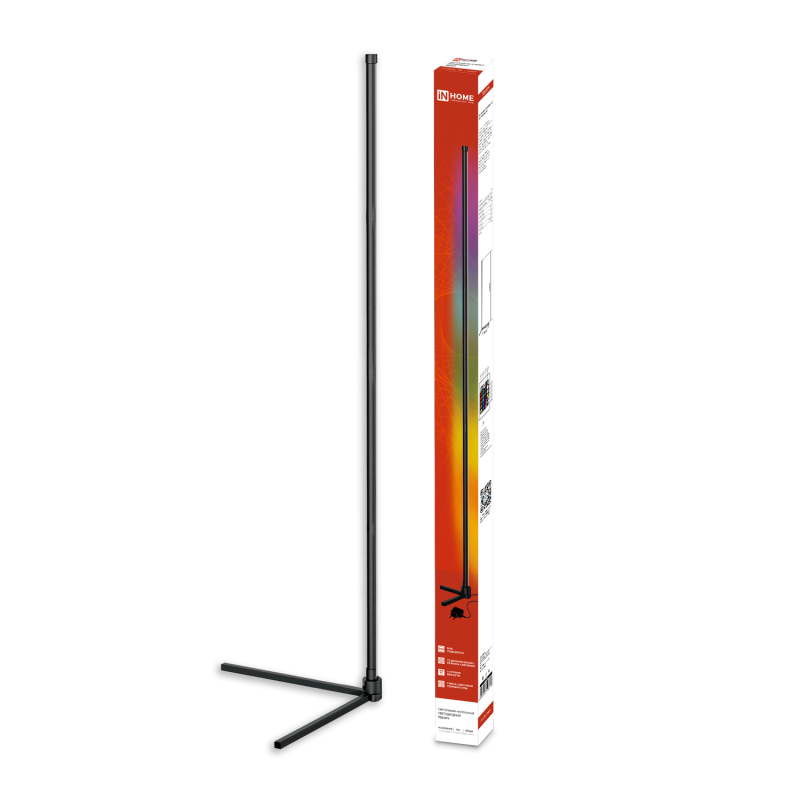 Светильник напольный светодиодный ТСО 01Ч 8Вт 200Лм RGB, с пультом ДУ, с адаптером ЧЕРНЫЙ IN HOME