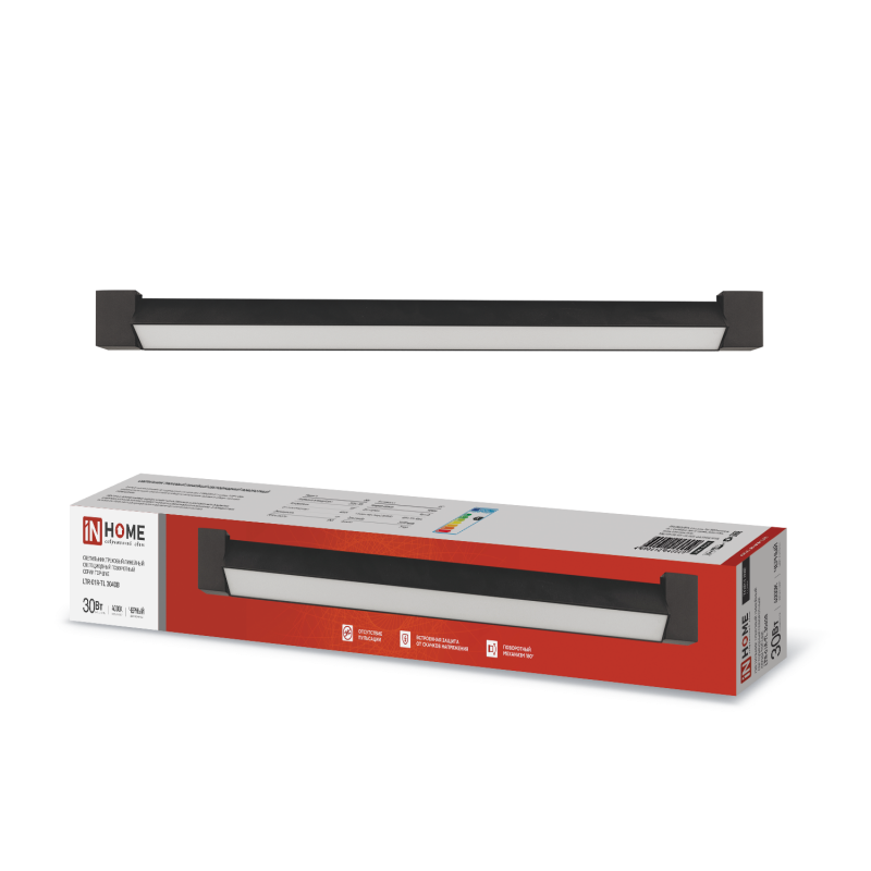 Светильник трековый линейный светодиодный поворотный LTR-01R-TL 3040B 30Вт 4000К 475мм 120 градусов черный серии TOP-LINE IN HOME