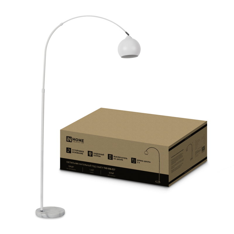 Светильник напольный под лампу ТНО 05-Е27Б 230В белый плафон, белый корпус IN HOME