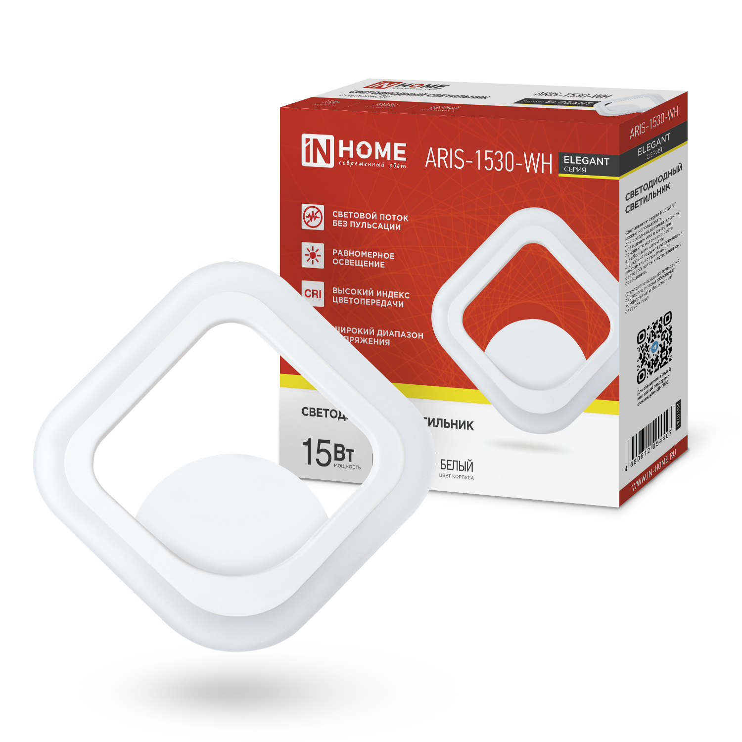 Светильник светодиодный ELEGANT ARIS-1530-WH 15Вт 230В 3000К 1200Лм белый IN HOME