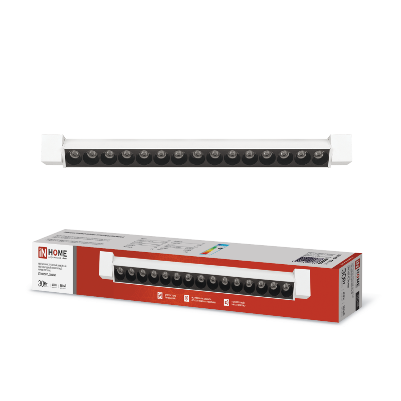 Светильник трековый линейный светодиодный поворотный LTR-02R-TL 30Вт 4000К 3000Лм 475мм IP40 24 градуса белый серии TOP-LINE IN HOME