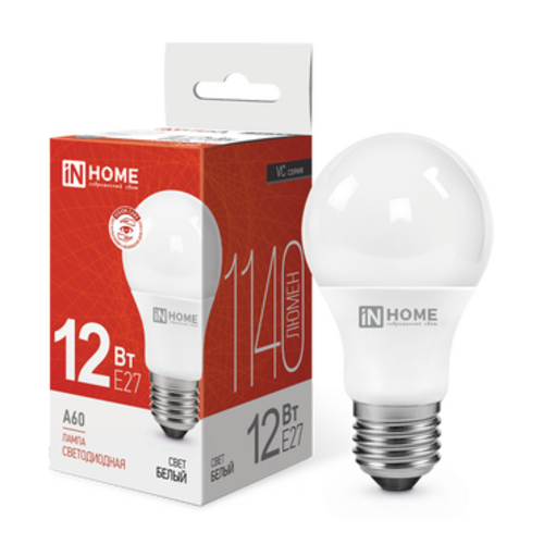 Лампа светодиодная LED-A60-VC 12Вт 230В Е27 4000К 1140Лм IN HOME