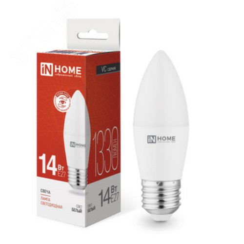 Изображение товара Лампа светодиодная LED-СВЕЧА-VC 14Вт 230В E27 4000K 1330Лм IN HOME (шт) Изображение товара Лампа светодиодная LED-СВЕЧА-VC 14Вт 230В E27 4000K 1330Лм IN HOME (шт)