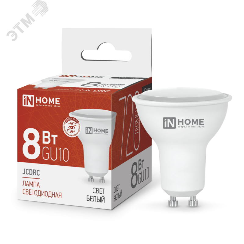 Изображение товара Лампа светодиодная LEDJCDRCVC 8Вт 230В GU10 4000К 720Лм (шт)