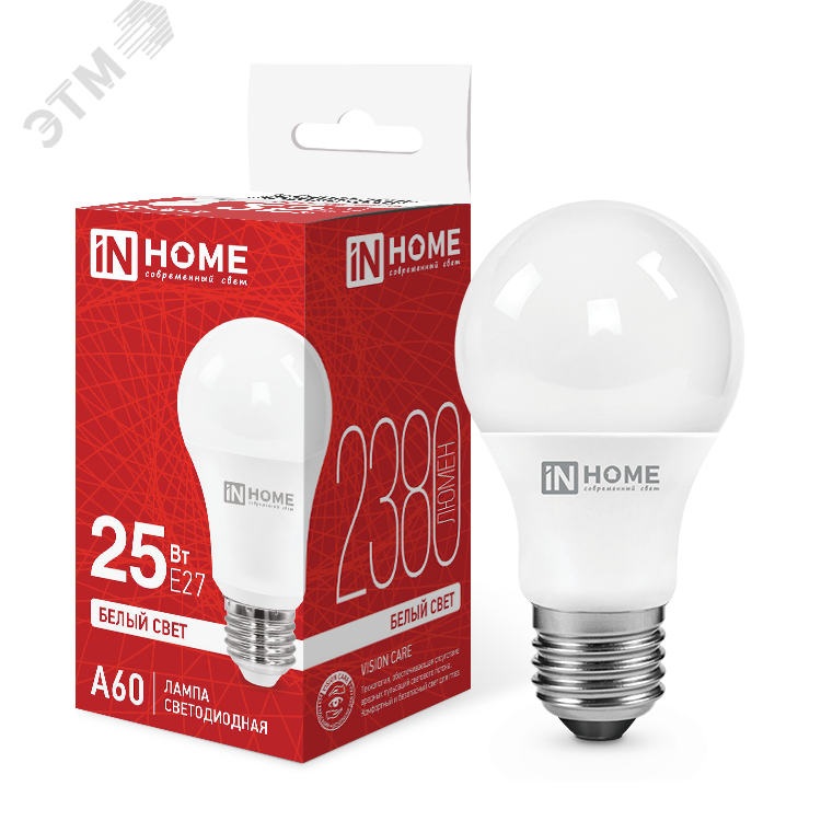 Изображение товара Светодиодная лампа LED-A60-VC 25Вт 230В Е27 4000К 2380Лм IN HOME