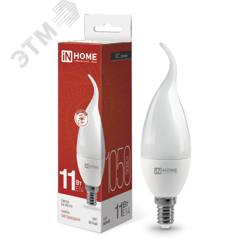 Лампа светодиодная LED СВЕЧА НА ВЕТРУ VC 11 Вт 230 В Е14 4000К 1050 Лм - фото 1