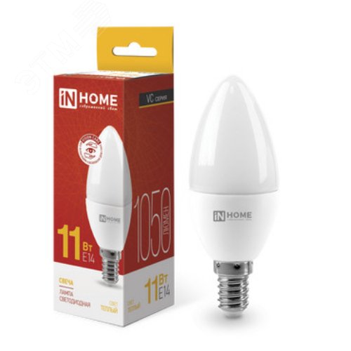 Изображение товара Лампа светодиодная LED-СВЕЧА-VC 11Вт 230В Е14 3000К 1050Лм IN HOME (шт)