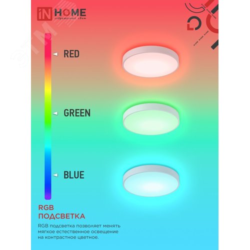 Светильник светодиодный SCANDY SIMPLE-125RGB-RCW 125Вт 230В 3000-6500K 10000Лм 400x50мм пульт ДУ белый IN HOME - фото 3