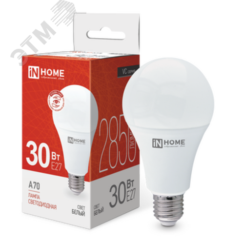 Изображение товара Лампа светодиодная LED-A70-VC 30Вт 230В Е27 4000К 2850Лм IN HOME (шт)