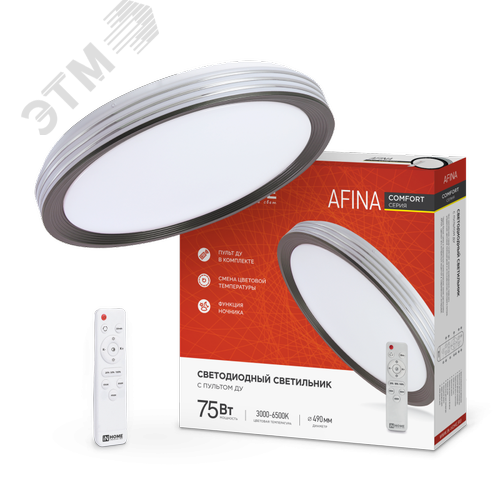 Светильник светодиодный COMFORT AFINA 75Вт 230В 3000-6500K 6000Лм 500x80мм с пультом ДУ IN HOME - фото 1