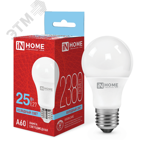 Изображение товара Лампа светодиодная LED-A60-VC 25Вт 230В Е27 6500К 2380Лм IN HOME (шт)