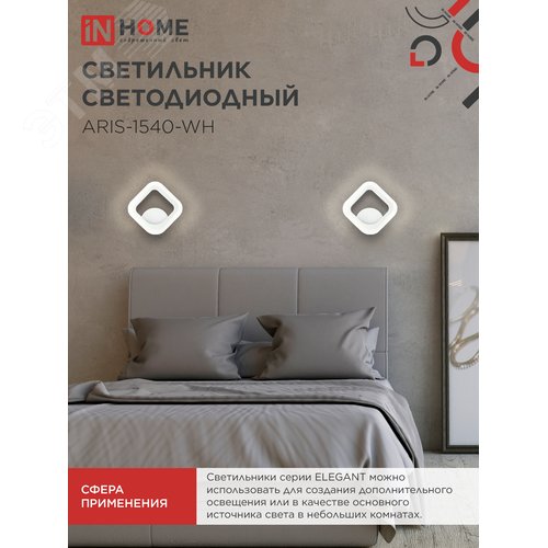 Светильник светодиодный ELEGANT ARIS-1540-WH 15Вт 230В 4000К 1200Лм белый IN HOME - фото 3