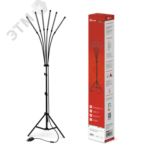 Изображение товара Светильник напольный на треноге светодиодный Т НА-Т2-ФИТЕ 6Т60 60Вт 6 плафонов, пульт на шнуре черный IN HOME (шт)