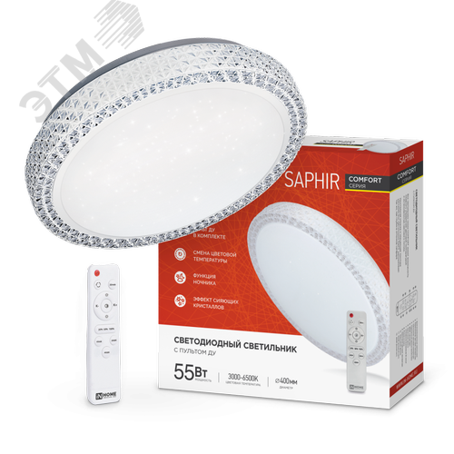 Светильник светодиодный COMFORT SAPHIR 55Вт 230В 3000-6500K 4400Лм 395x105мм с пультом ДУ IN HOME - фото 1