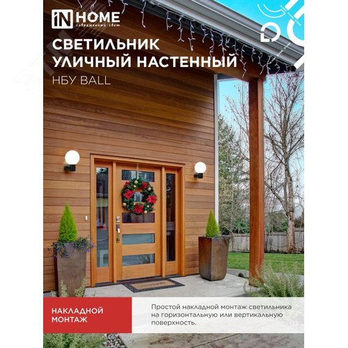 Светильник уличный настенный односторонний НБУ BALL-1хA60-BL алюминиевый черный IP54 IN HOME - фото 5