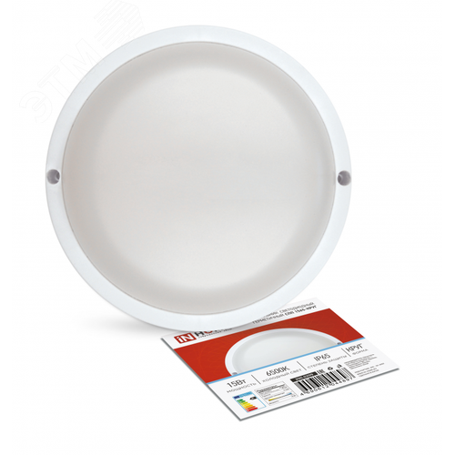 Изображение товара Светильник светодиодный герметичный СПП 1565-КРУГ 15 Вт 6500К 1350 Лм IP65 140мм IN HOME (шт)