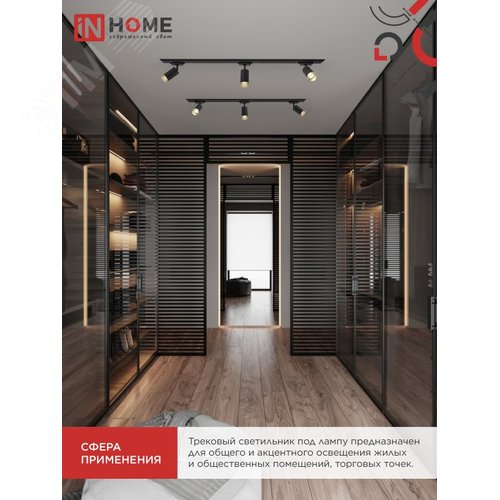 Светильник трековый TR-SOFT-GU10 TB-BS-BL под GU10 дымчатый плафон, черный IN HOME - фото 2