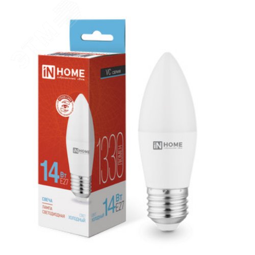 Изображение товара Лампа светодиодная LED-СВЕЧА-VC 14Вт 230В E27 6500K 1330Лм IN HOME (шт)