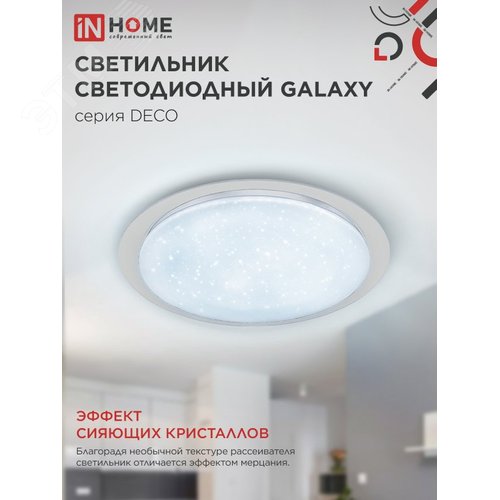 Светильник светодиодный серии DECO GALAXY 95Вт 230В 6500К 10000Лм 570х83мм IN HOME - фото 4