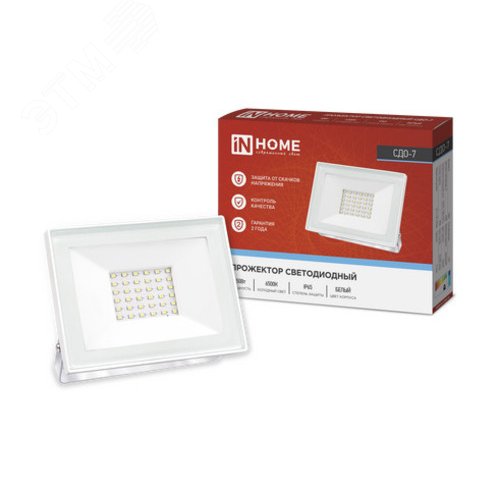 Изображение товара Прожектор светодиодный СДО-7 50 Вт 6500К IP65 белый IN HOME (шт)
