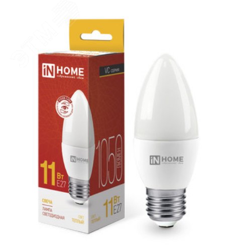 Изображение товара Лампа светодиодная LED-СВЕЧА-VC 11Вт 230В Е27 3000К 1050Лм IN HOME (шт)