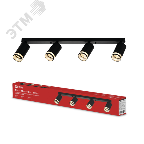Изображение товара Светильник потолочный НПБ СПОТ-4xGU10-AR-BL под лампу GU10 595х55х135 мм линейный черный IN HOME (шт)