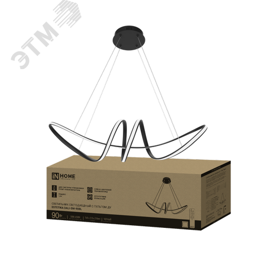 Светильник светодиодный ESTETIKA DALI-SM-90BL 90Вт 230В 3000-6500K 760х200x200мм 1.2м трос пульт ДУ черный IN HOME - фото 1