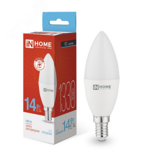 Изображение товара Лампа светодиодная LED-СВЕЧА-VC 14Вт 230В E14 6500K 1330Лм IN HOME (шт)