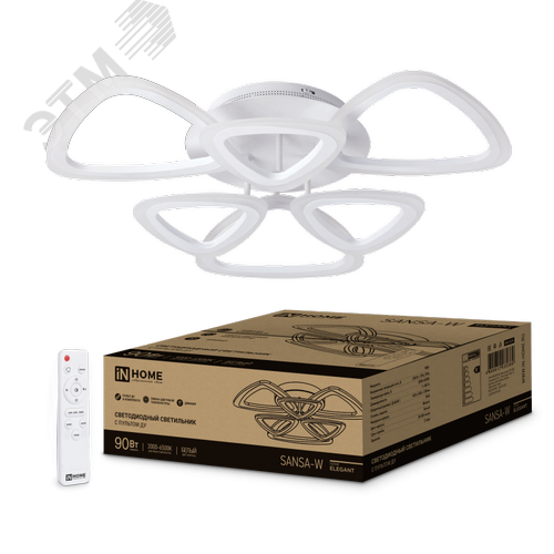 Светильник светодиодный ELEGANT SANSA-W 90Вт 230В 3000-6500K 7000Лм 650х650х130мм c пультом ДУ белый IN HOME - фото 1