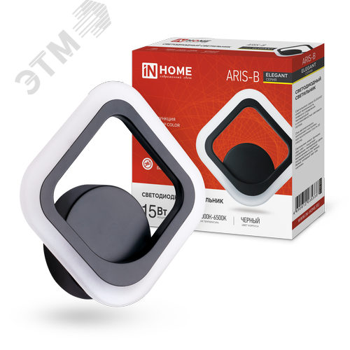 Светильник светодиодный ELEGANT ARIS-B 15Вт 230В 3000-6500K 1200Лм STEP COLOR черный IN HOME - фото 1