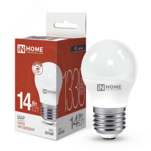 Изображение товара Лампа светодиодная LED-ШАР-VC 14Вт 230В E27 4000K 1330Лм IN HOME (шт)