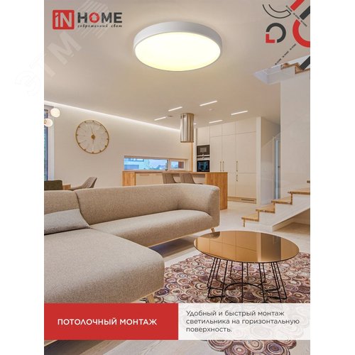 Светильник светодиодный SCANDY SIMPLE-125RCW 125Вт 230В 3000-6500K 10000Лм 400x50мм с пультом ДУ белый IN HOME - фото 6