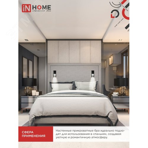 Светильник настенный под лампу NOTA P1хGU10-NL-BL с выключателем черный IN HOME - фото 5