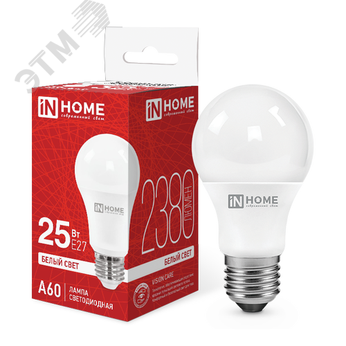 Изображение товара Лампа светодиодная LED-A60-VC 25Вт 230В Е27 4000К 2380Лм IN HOME (шт)