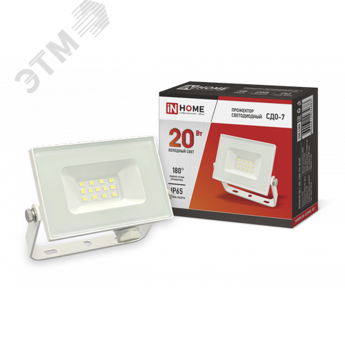 Изображение товара Прожектор светодиодный СДО-7 20 Вт 6500К IP65 белый IN HOME (шт)