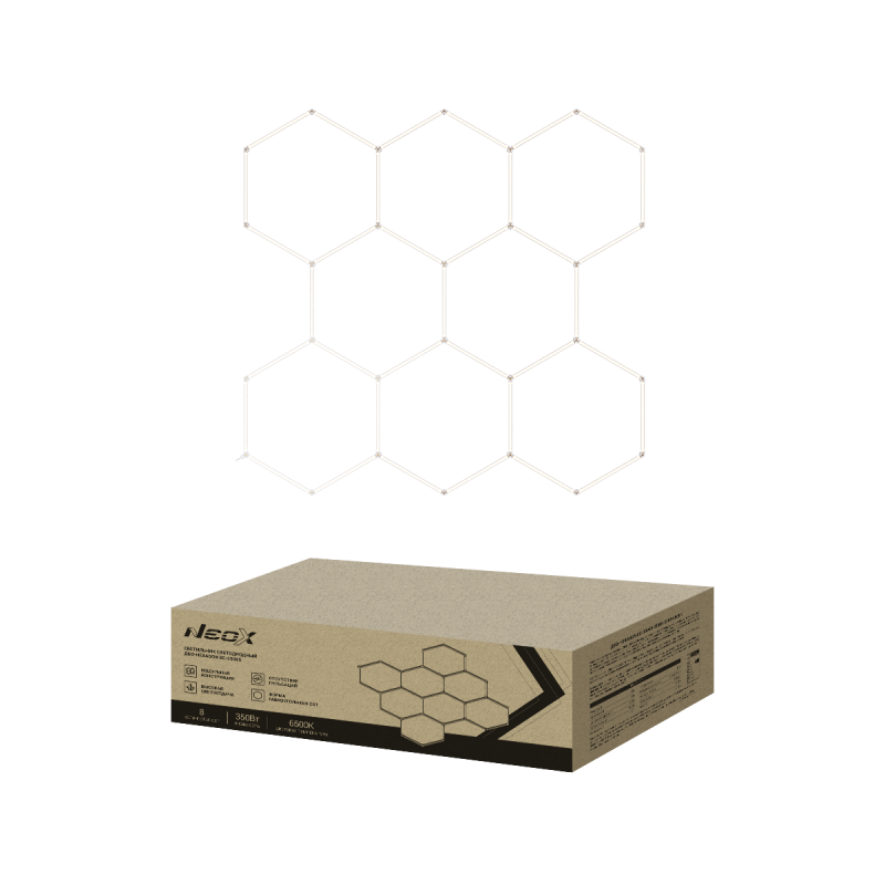 Светильник светодиодный ДБО-HEXAGON 8С-35065 350Вт 230В 6500К 8 сот 0.5м шнур с вилкой 2350х2442мм NEOX