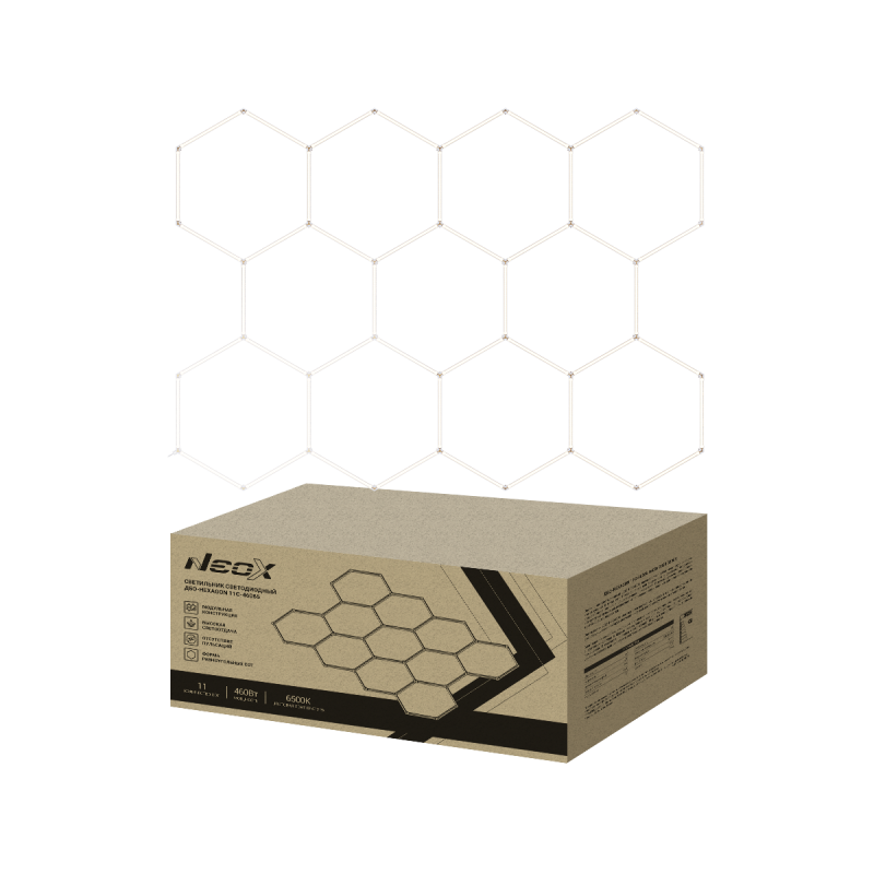 Светильник светодиодный ДБО-HEXAGON 11С-46065 460Вт 230В 6500К 11 сот 0.5м шнур с вилкой 3256х2350мм NEOX