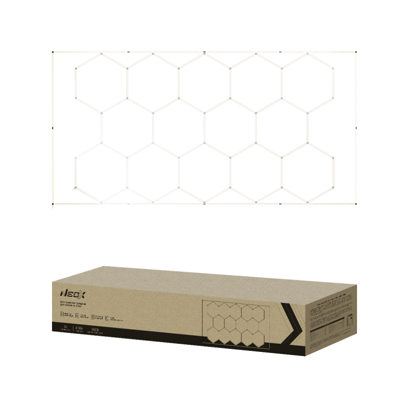 Светильник светодиодный ДБО-HEXAGON 14С-81065 810Вт 6500К 14сот с рамкой 0.5м шнур с вилкой 4835х2430мм NEOX